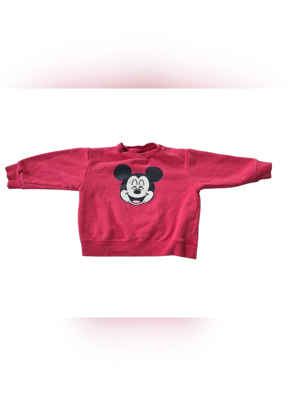 Disney Mickey Mouse Pullover Sweatshirt Pink Red Boxy Fit 2T 3T